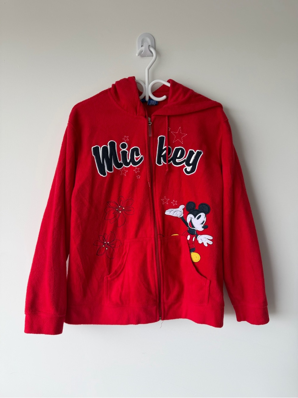 Disney Red Mickey Mouse Zip Front Hoodie Women’s Large